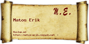 Matos Erik névjegykártya